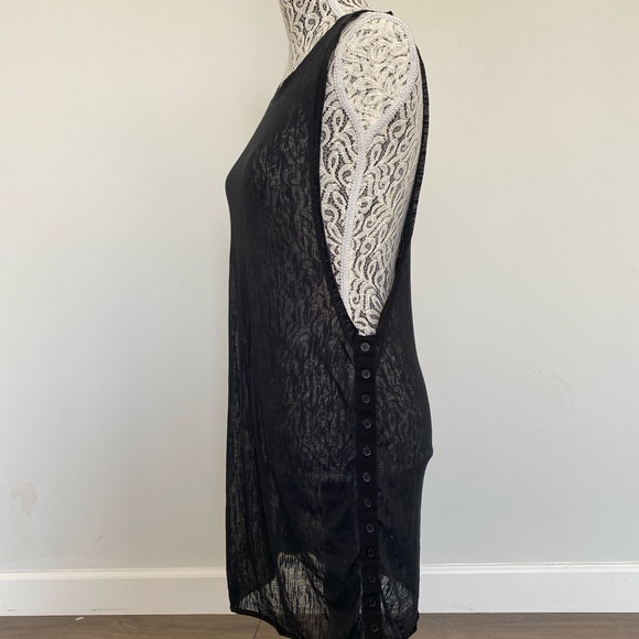 Sheer black dance dress/ top with open buttoned sides - Picture 3 of 5